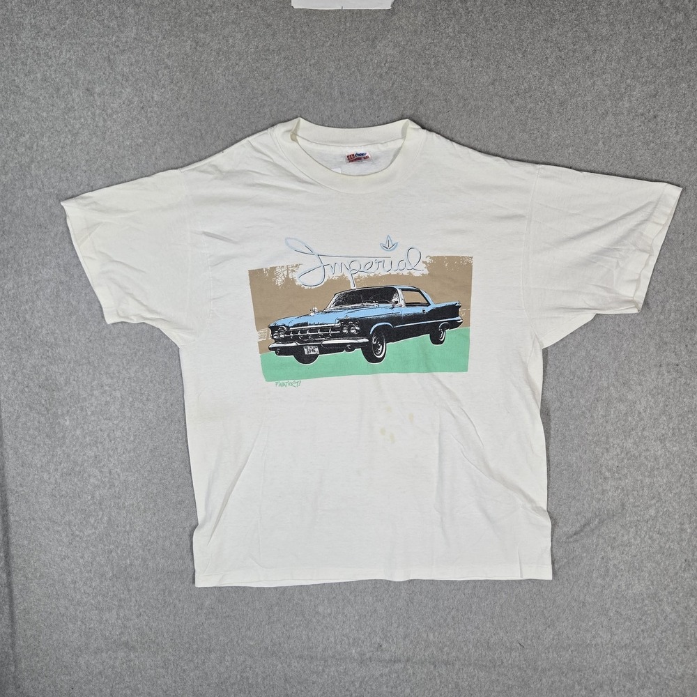 VINTAGE Classic Car Men Shirt XL White Graphic Imperial USA 90s READ